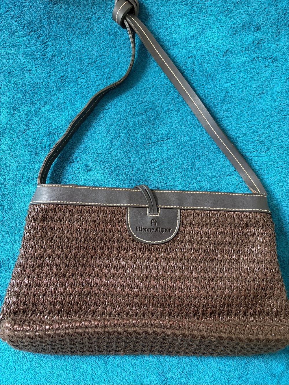 Vintage Etienne Aigner Woven Straw & Leather Shoulder Bag - Good Condition - Picture 7 of 7